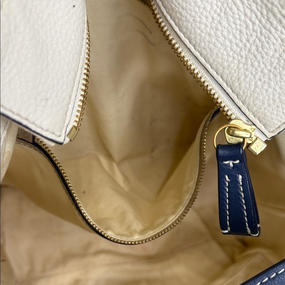 Tory Burch Pebbled Leather Tote – Neutral Colorblock – Shoulder Bag - Picture 13 of 15